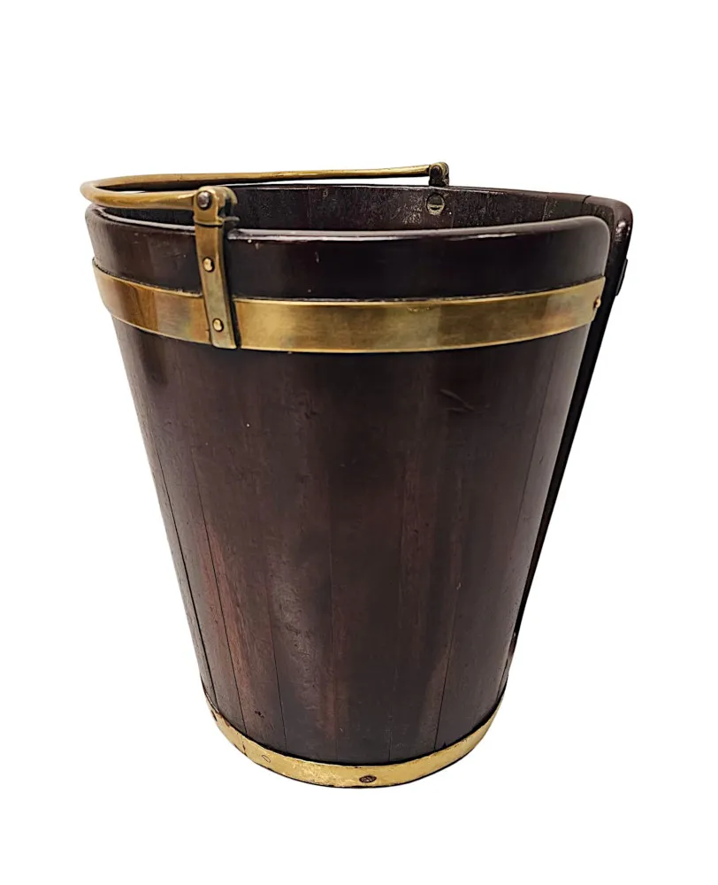  A Very Rare Georgian Irish Brass Bound Mahogany Plate Bucket