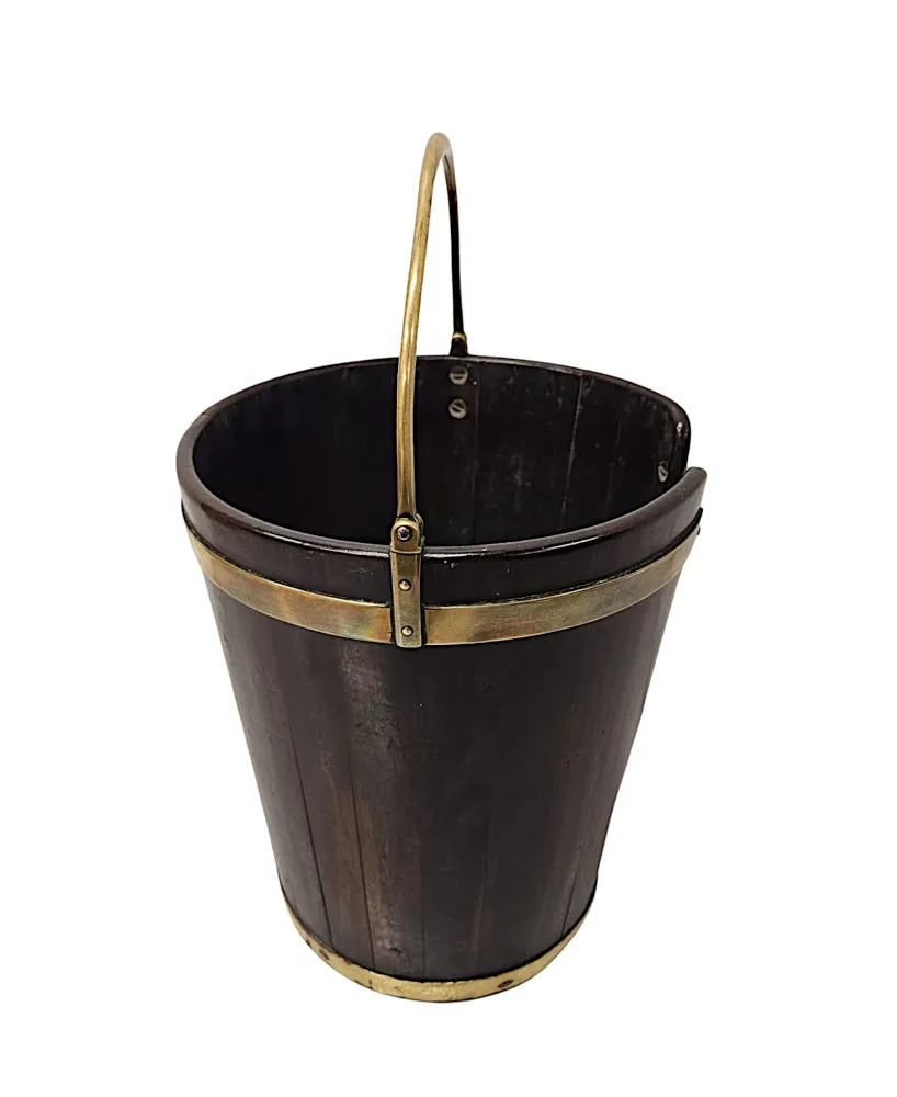  A Very Rare Georgian Irish Brass Bound Mahogany Plate Bucket