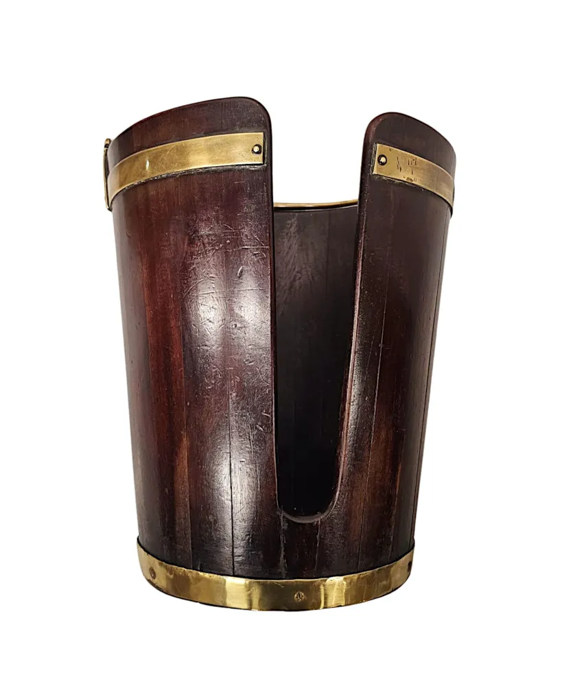  A Very Rare Georgian Irish Brass Bound Mahogany Plate Bucket