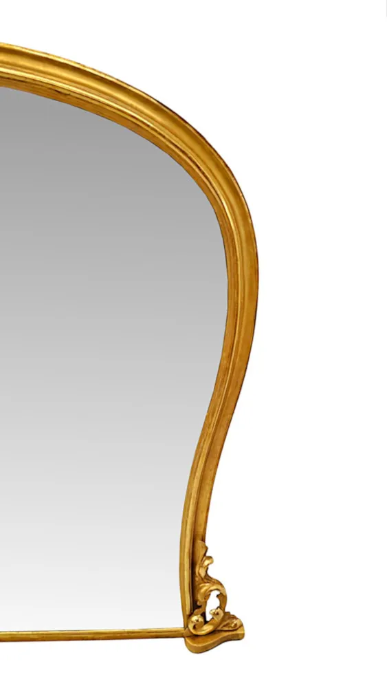 A Stunning 19th Century Large Archtop Waisted Shape Giltwood Overmantel Mirror