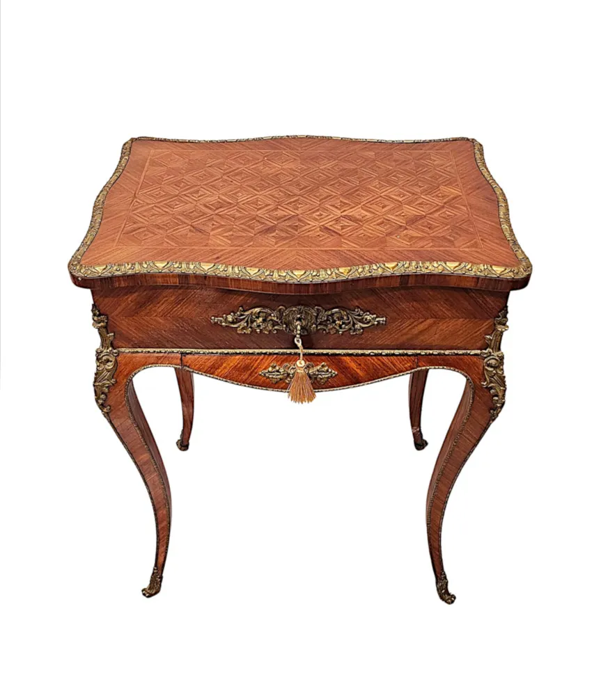 A Very Fine 19th Century Ormolu Mounted Side Table or Ladies Work Box 