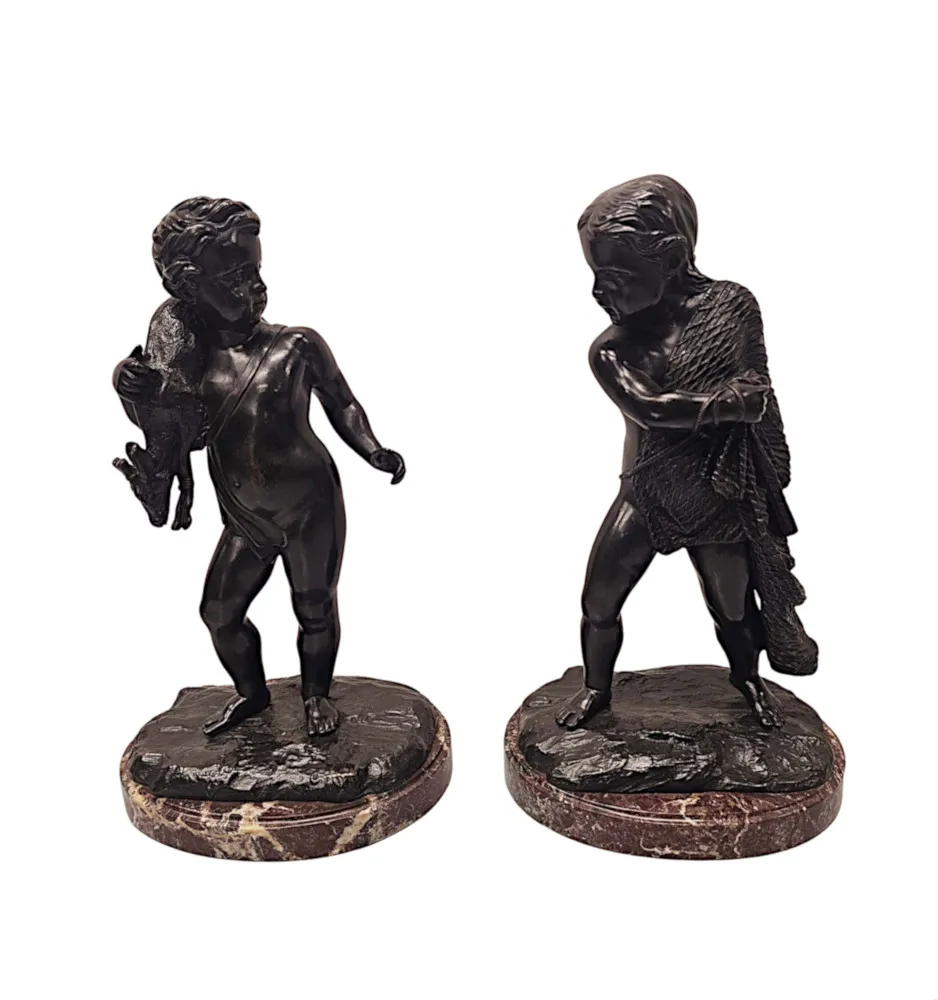 A Fabulous Pair of 19th Century Bronze Figural Sculptures