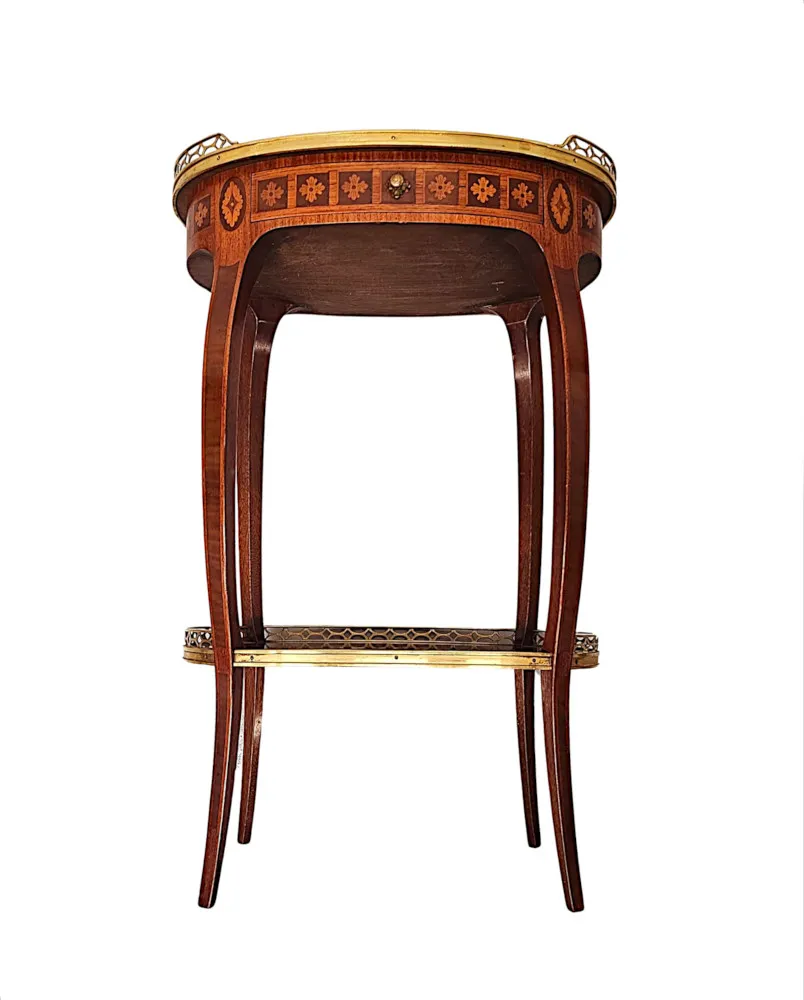A Very Rare Early 20th Century Marquetry Inlaid Mahogany and Rosewood Lamp or Occasional Table Labelled 'Haentges Freres, Paris'