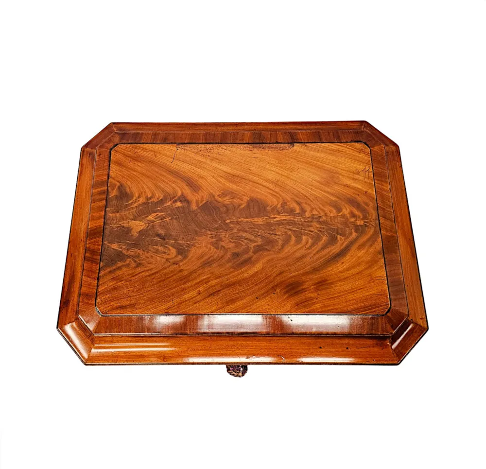 A Very Fine Early 19th Century Irish Sarcophagus Shaped Cellarette or Wine Cooler on Paw Foot