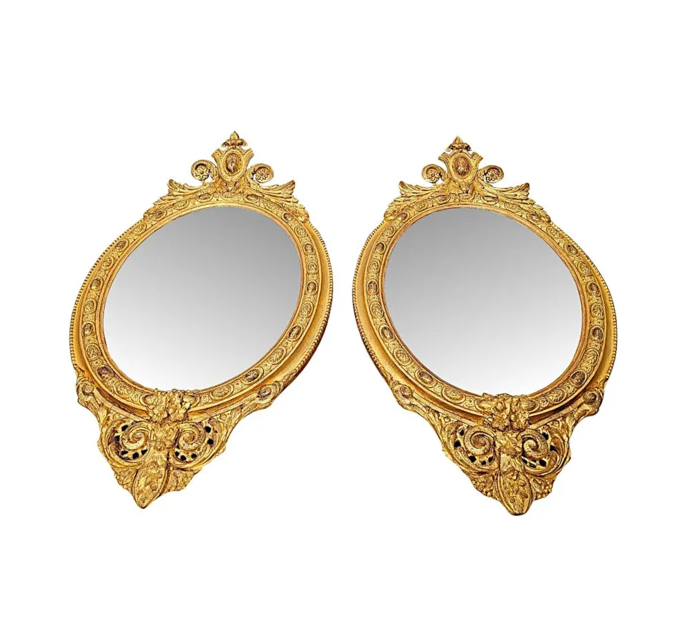 A Fabulous 19th Century Giltwood Pair of Neat Size Pier Mirrors