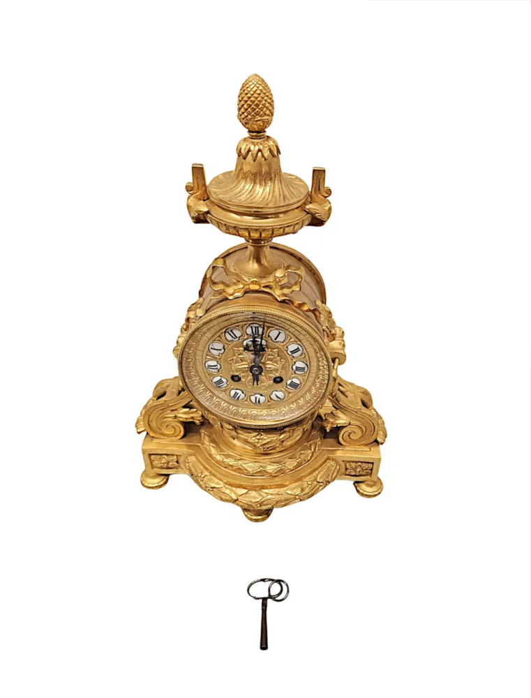 A Stunning 19th Century Gilt Bronze Mantle Clock By Richond of Paris 