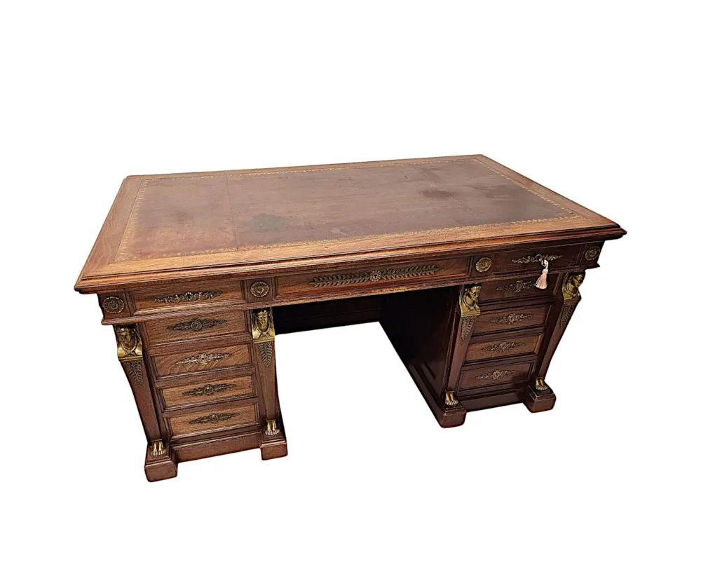 A Fabulous 19th Century French Empire Style Office Desk with Ormolu Mounts by Saddier et Ses Fils Paris