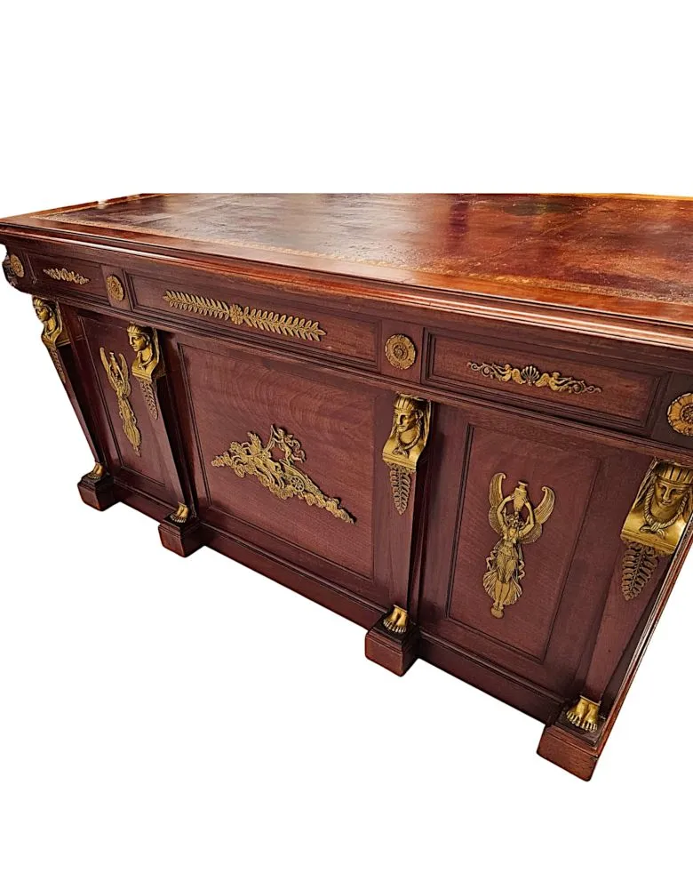 A Fabulous 19th Century French Empire Style Office Desk with Ormolu Mounts by Saddier et Ses Fils Paris