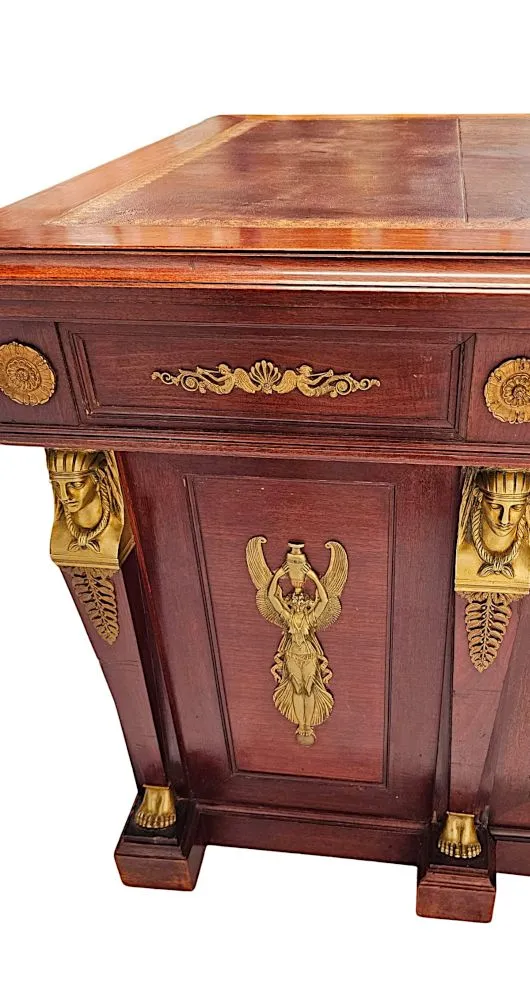 A Fabulous 19th Century French Empire Style Office Desk with Ormolu Mounts by Saddier et Ses Fils Paris