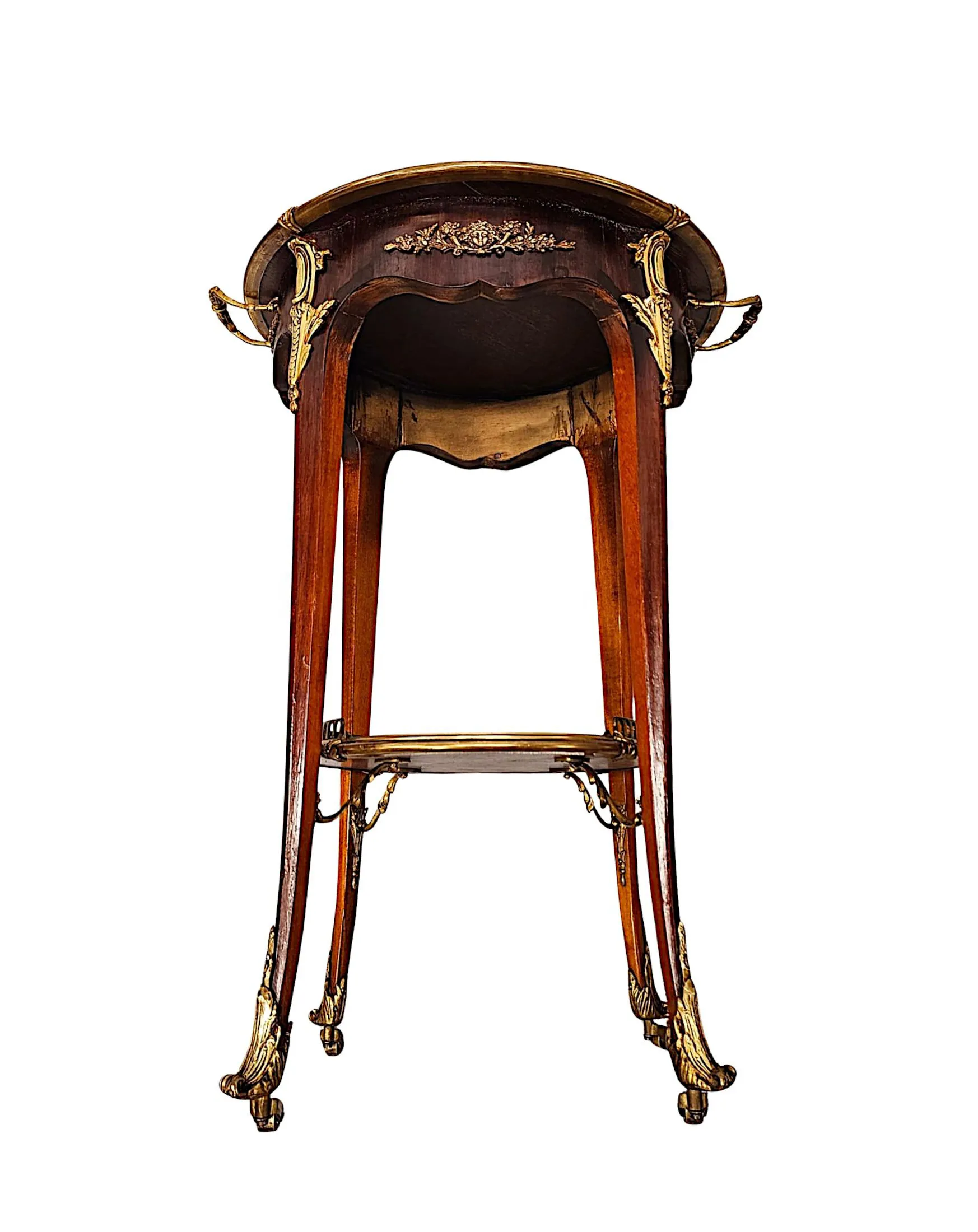 A Fabulous Pair of 20th Century Marquetry Inlaid Occasional Tables with Ormolu Mounts