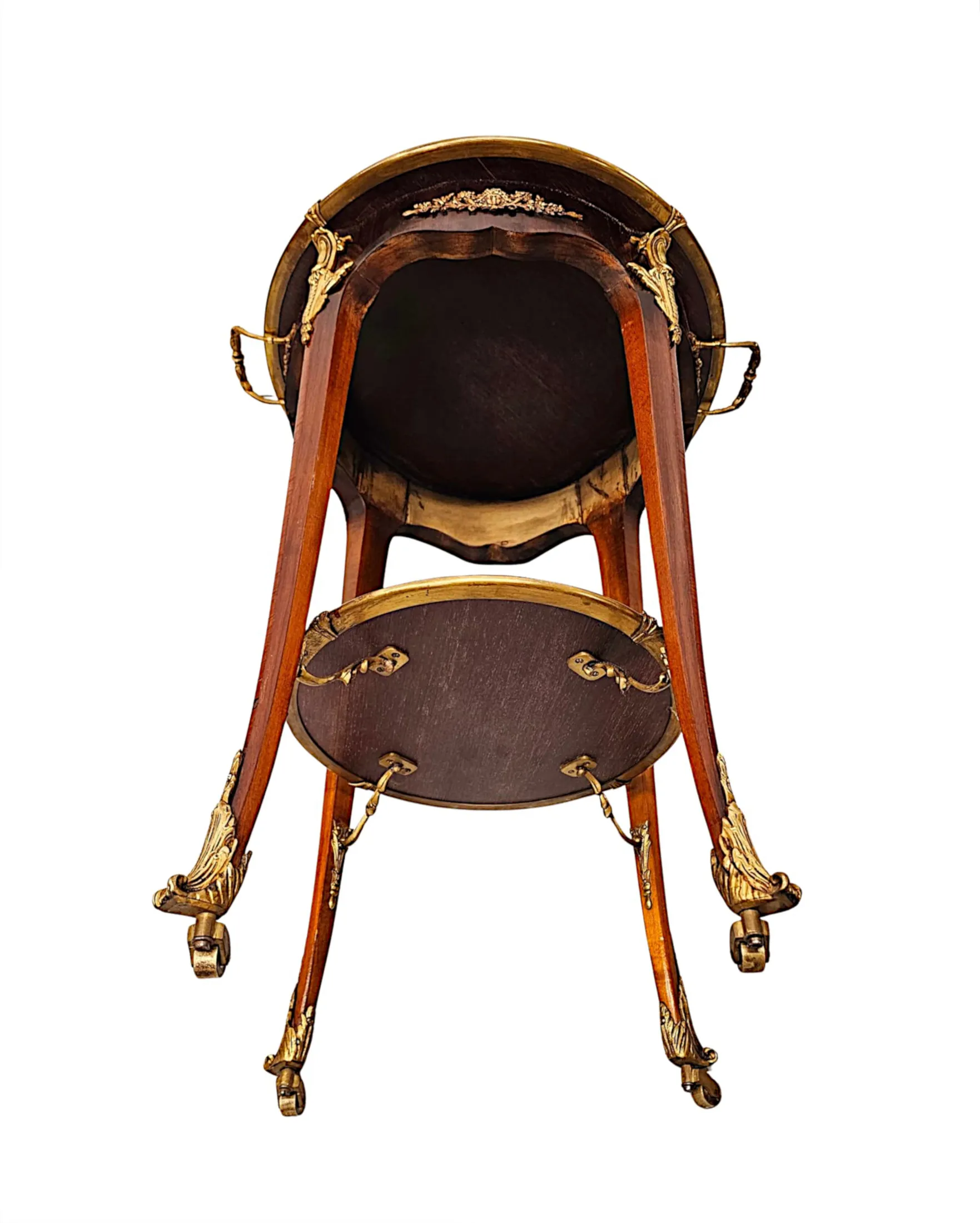 A Fabulous Pair of 20th Century Marquetry Inlaid Occasional Tables with Ormolu Mounts