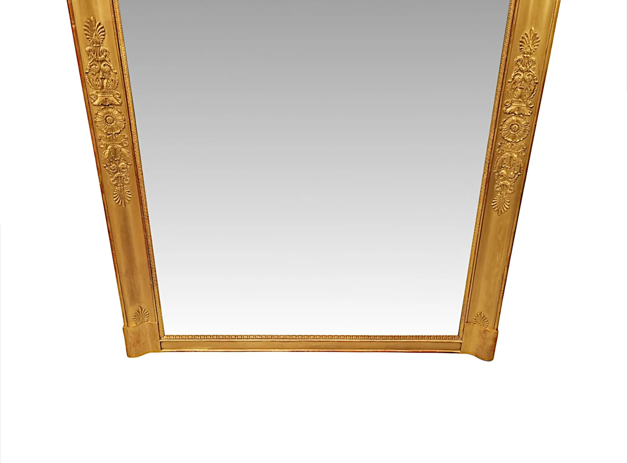 A Stunning Large 19th Century Giltwood Overmantel Mirror with Lovely Distressed Glass