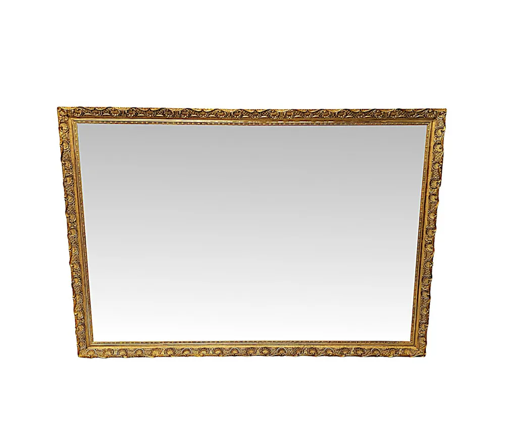  A Stunning Large 19th Century Giltwood Mirror With Shell Detail