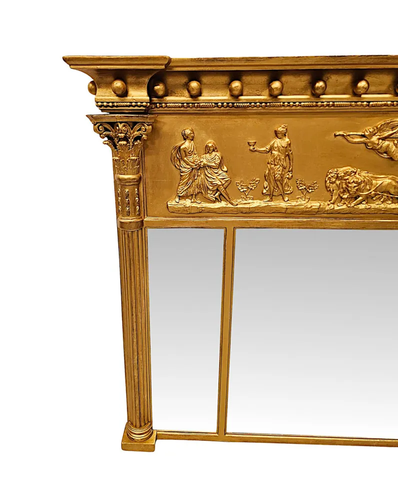 A Stunning 19th Century Giltwood Tryptych Glass Overmantel Mirror