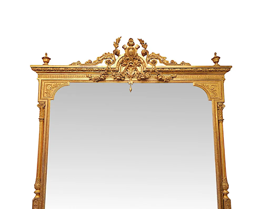  A Very Rare Massive 19th Century Giltwood Country House Overmantel Mirror 
