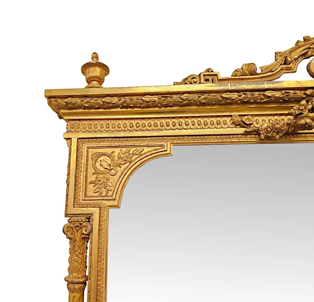  A Very Rare Massive 19th Century Giltwood Country House Overmantel Mirror 