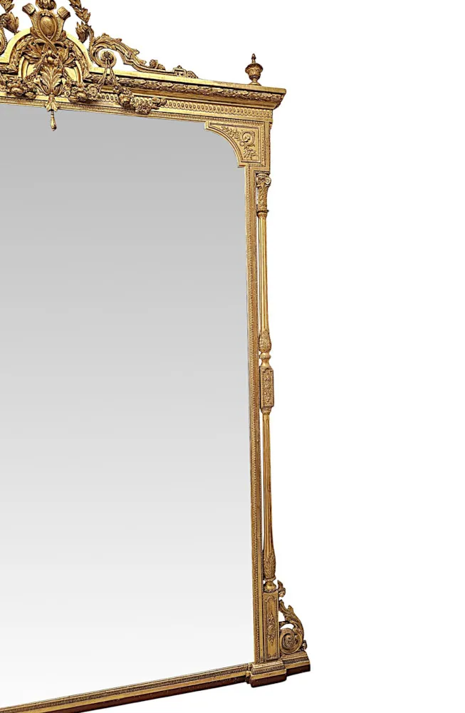  A Very Rare Massive 19th Century Giltwood Country House Overmantel Mirror 
