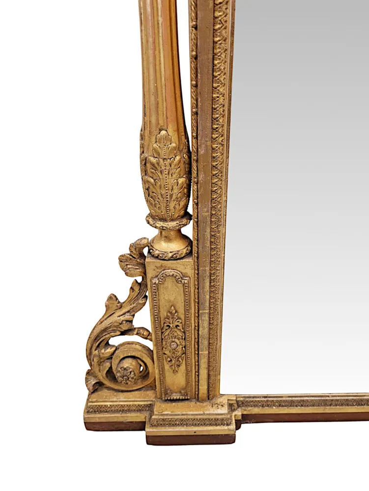  A Very Rare Massive 19th Century Giltwood Country House Overmantel Mirror 