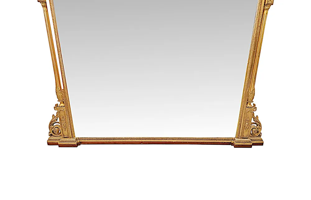  A Very Rare Massive 19th Century Giltwood Country House Overmantel Mirror 