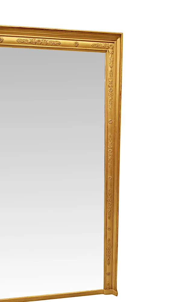 A Gorgeous Large Size 19th Century Giltwood Overmantel Mirror