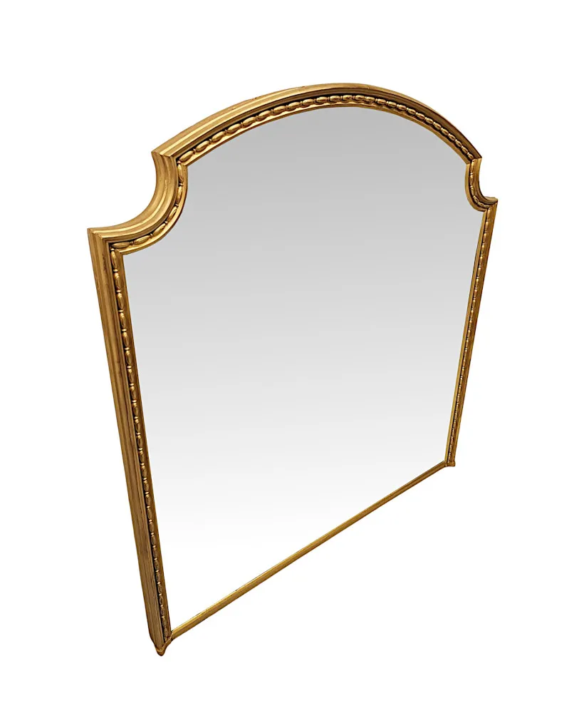A Fabulous Elegantly Simple Large 19th Century Giltwood Overmantel Mirror