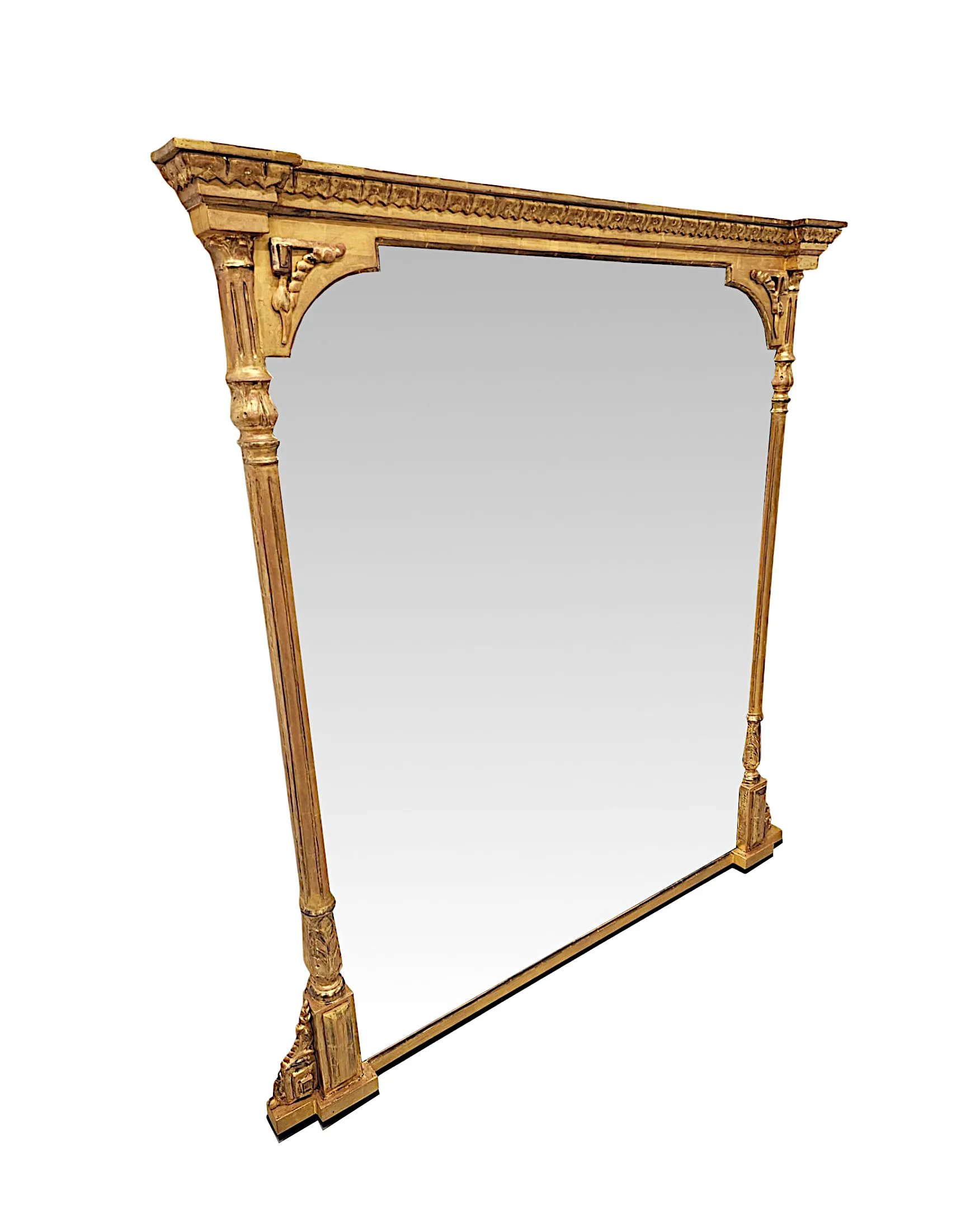 A Stunning Large Size 19th Century Giltwood Overmantel Mirror