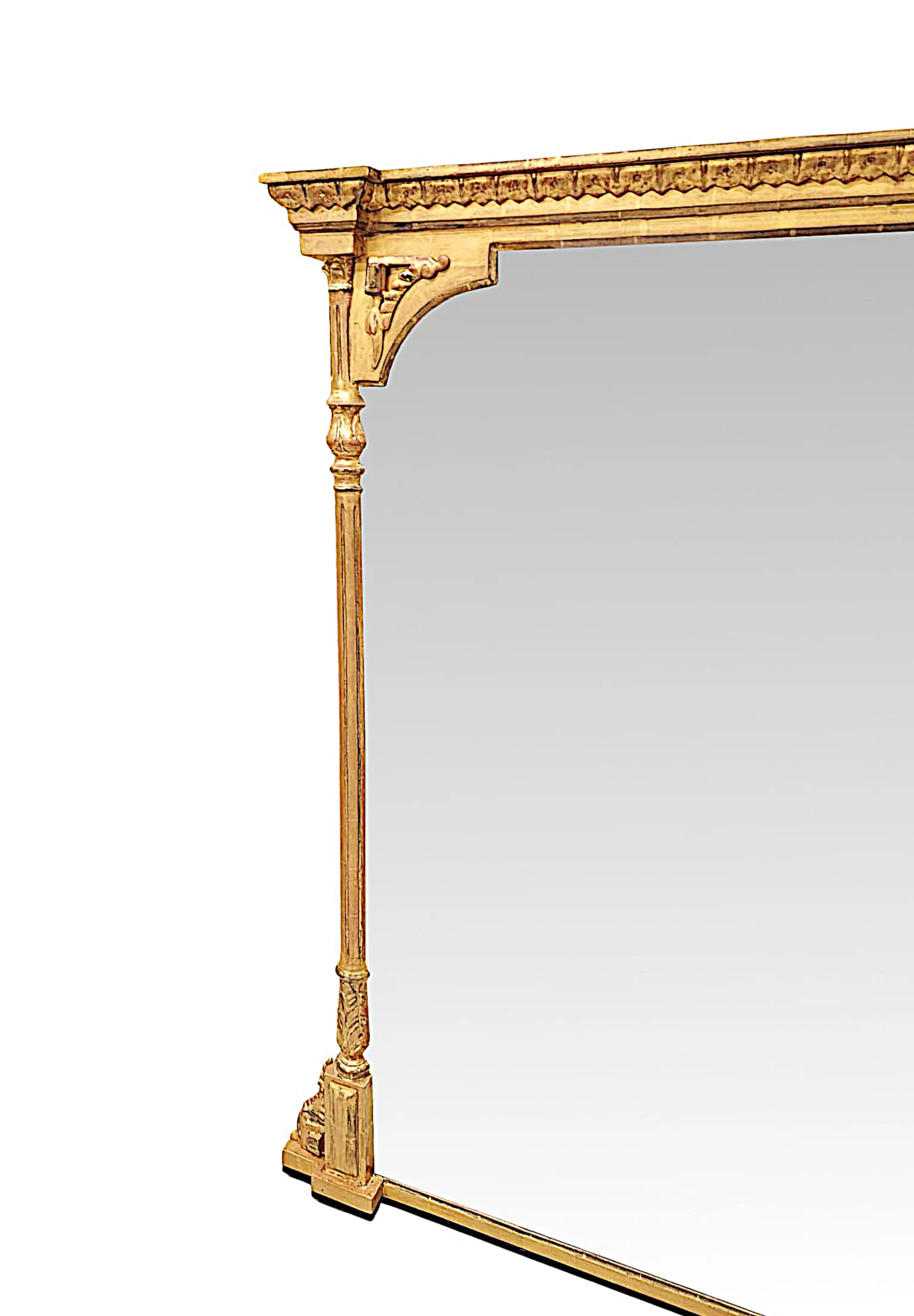 A Stunning Large Size 19th Century Giltwood Overmantel Mirror