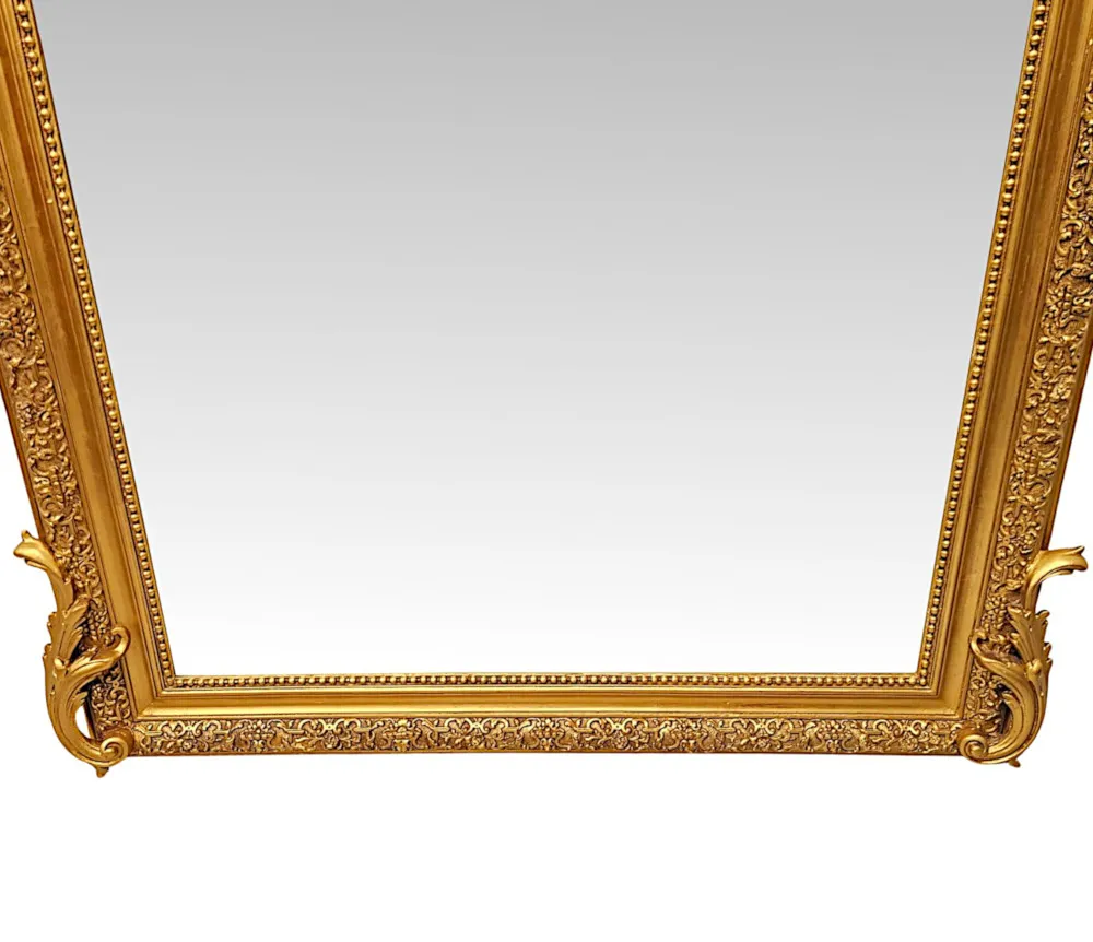 A Fabulous  Large 19th Century Giltwood Hall or Overmantel Mirror with Bevelled Glass