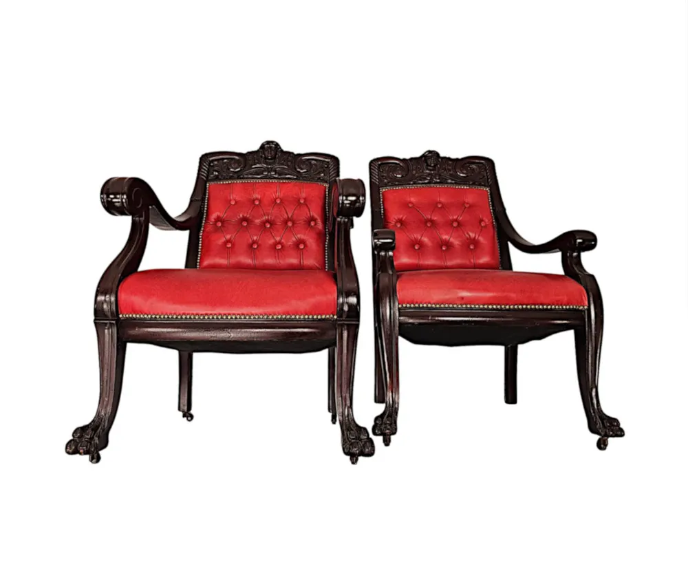  A Very Fine and Unusual Pair of 19th Century Country House Ladies and Gentlemans Armchairs