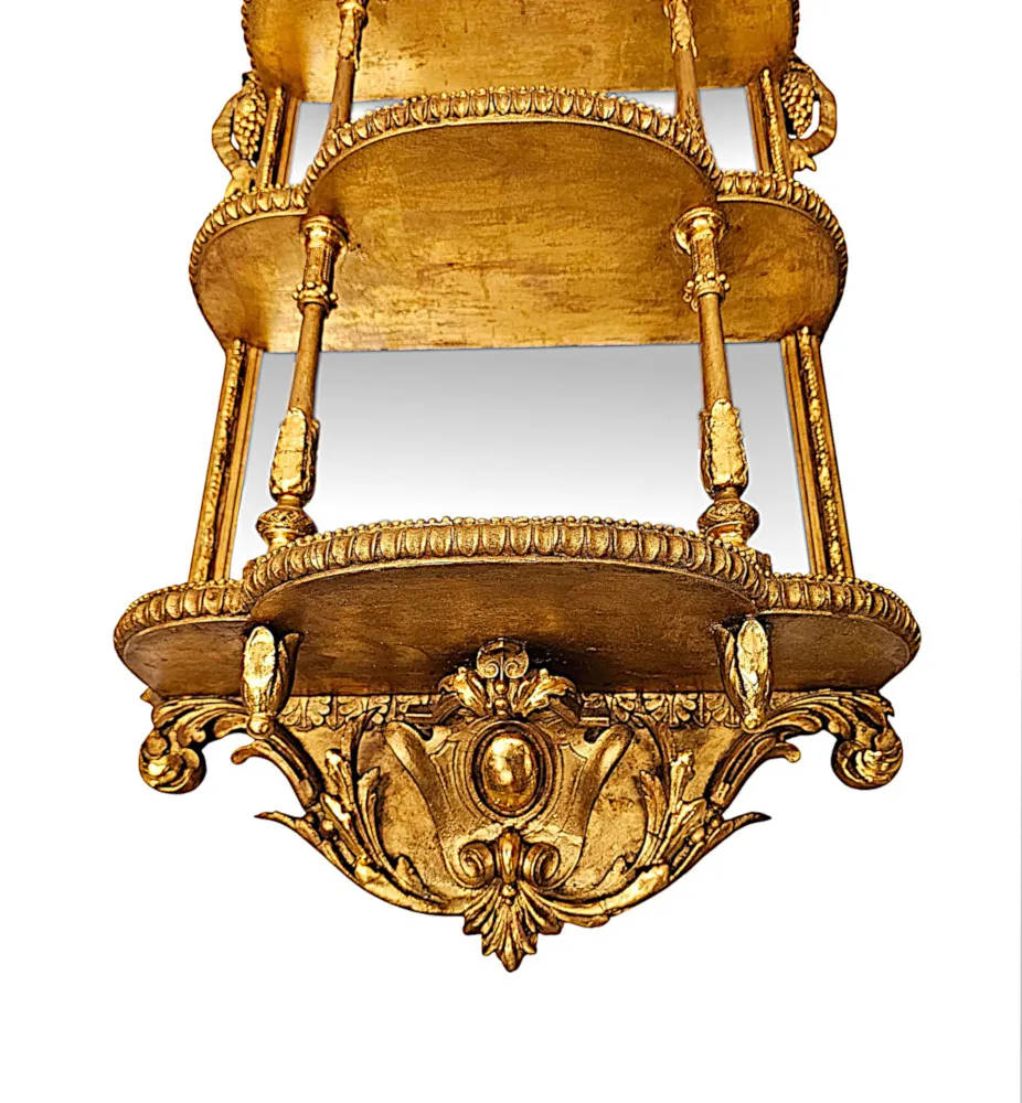  A Very Rare Pair of Irish 19th Century Giltwood Mirrors Labelled Strahan of Dublin