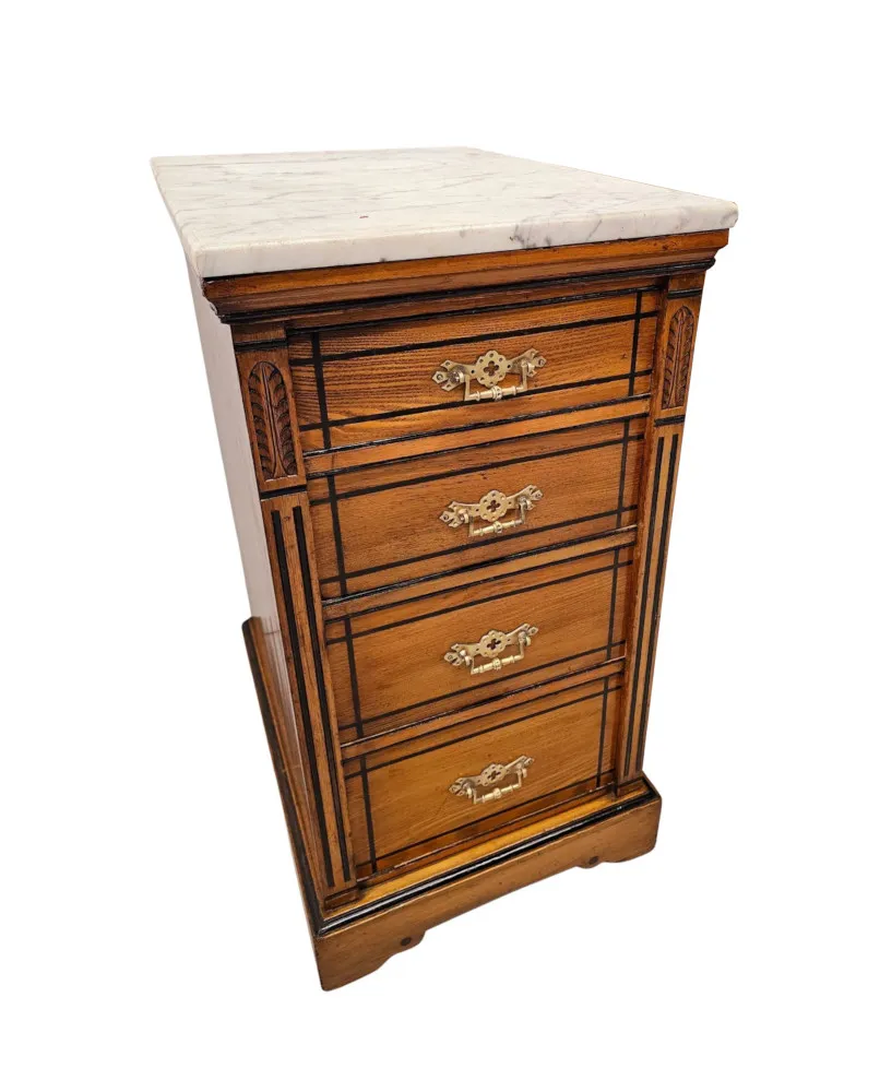 A Very Fine Pair of 19th Century Marble Top Bedside Chests