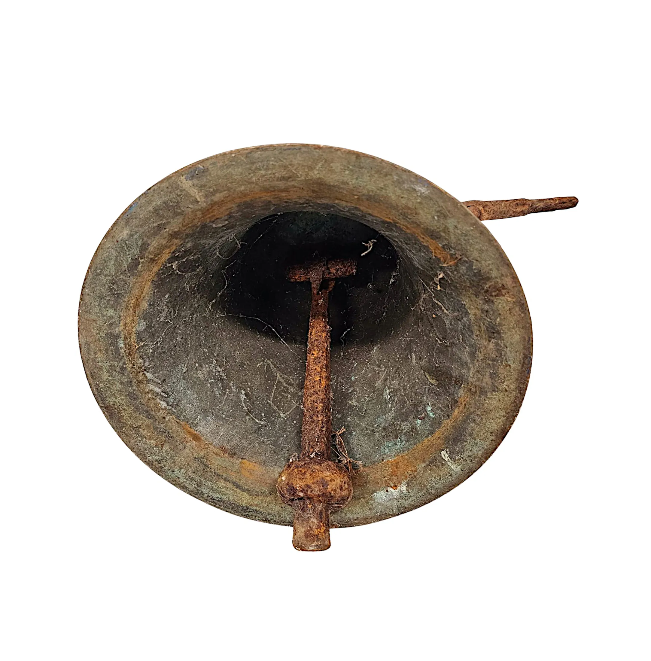 A Very Rare 19th Century Bronze Tower Bell Mounted on Original Hanging Bracket
