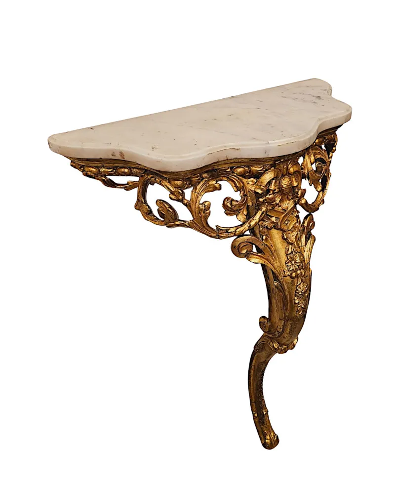 A Fabulous and Unusual 19th Century Marble Top Giltwood Console or Pier Table 