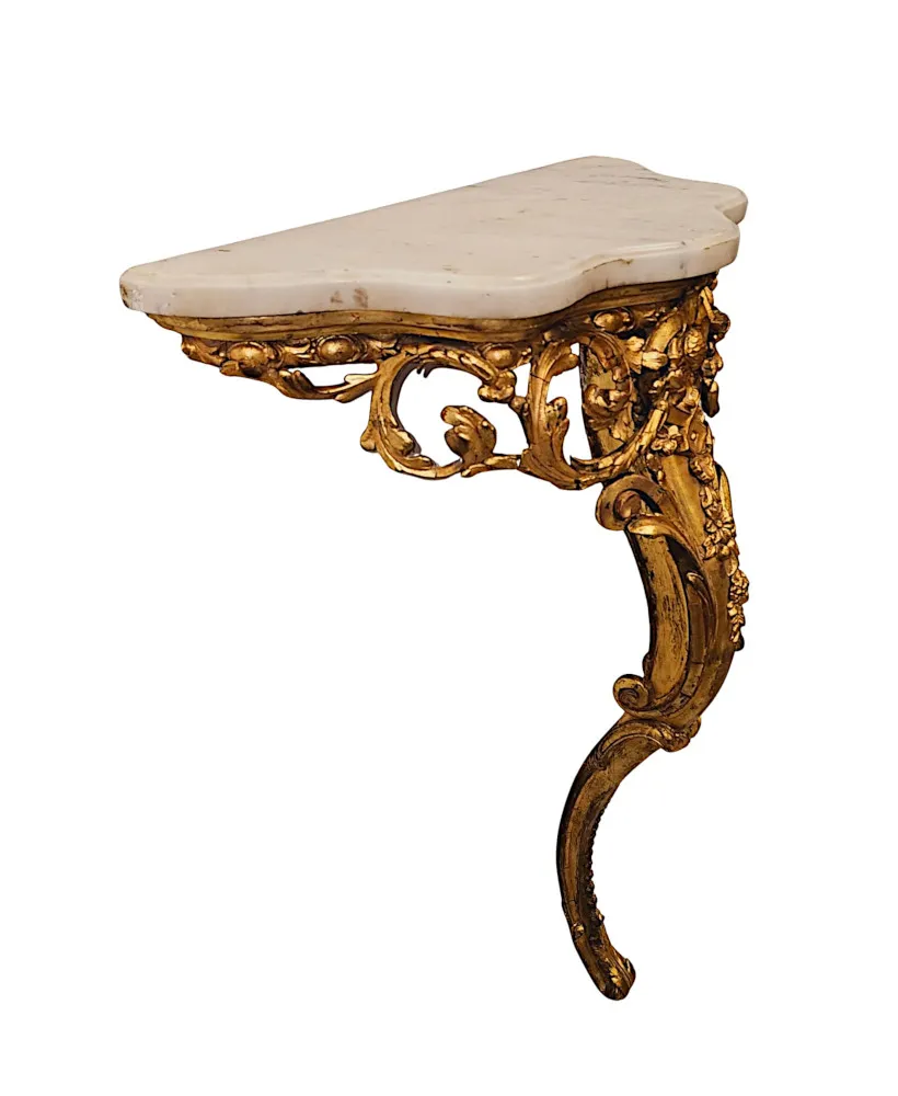 A Fabulous and Unusual 19th Century Marble Top Giltwood Console or Pier Table 