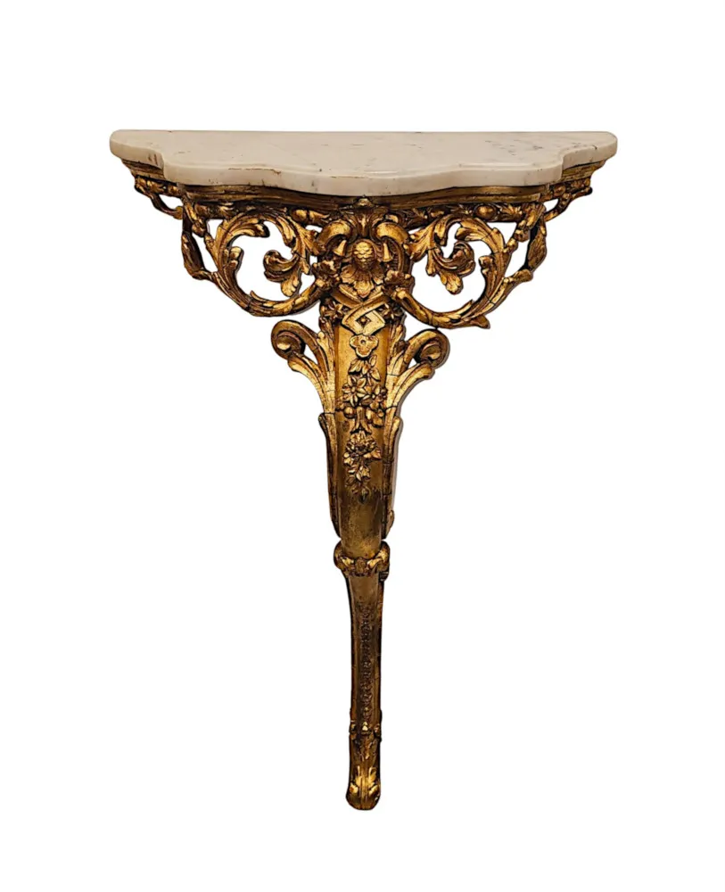 A Fabulous and Unusual 19th Century Marble Top Giltwood Console or Pier Table 