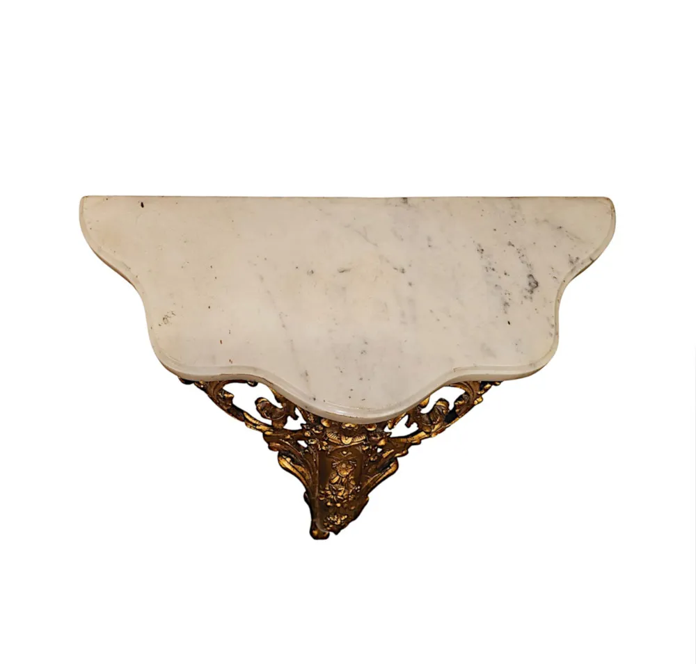 A Fabulous and Unusual 19th Century Marble Top Giltwood Console or Pier Table 