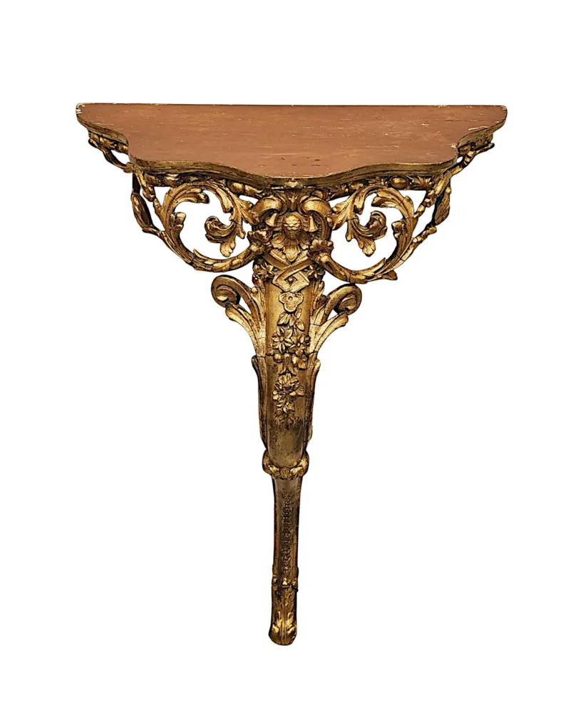 A Fabulous and Unusual 19th Century Marble Top Giltwood Console or Pier Table 
