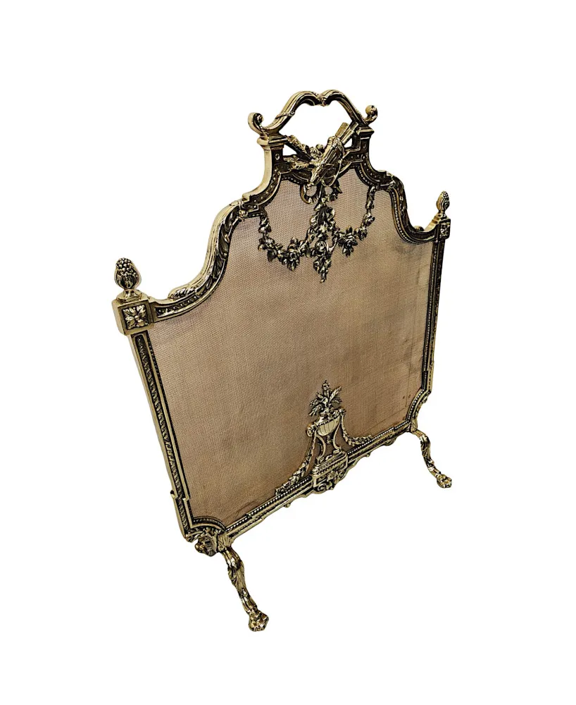 A Fabulous Fully Restored 19th Century Large Brass Fire Screen