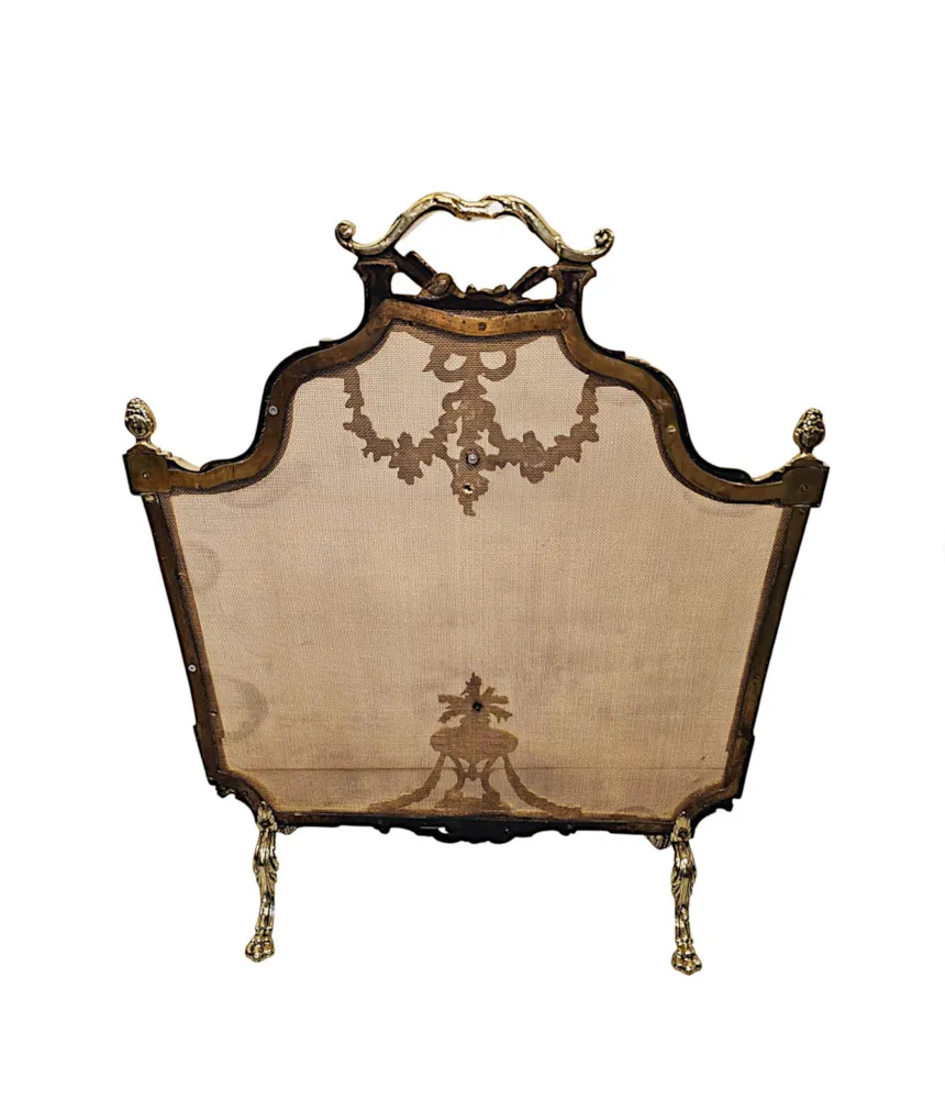 A Fabulous Fully Restored 19th Century Large Brass Fire Screen