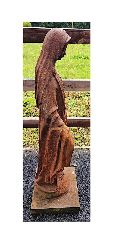 A Very Fine Cast Iron Figurative Garden Sculpture of The Madonna