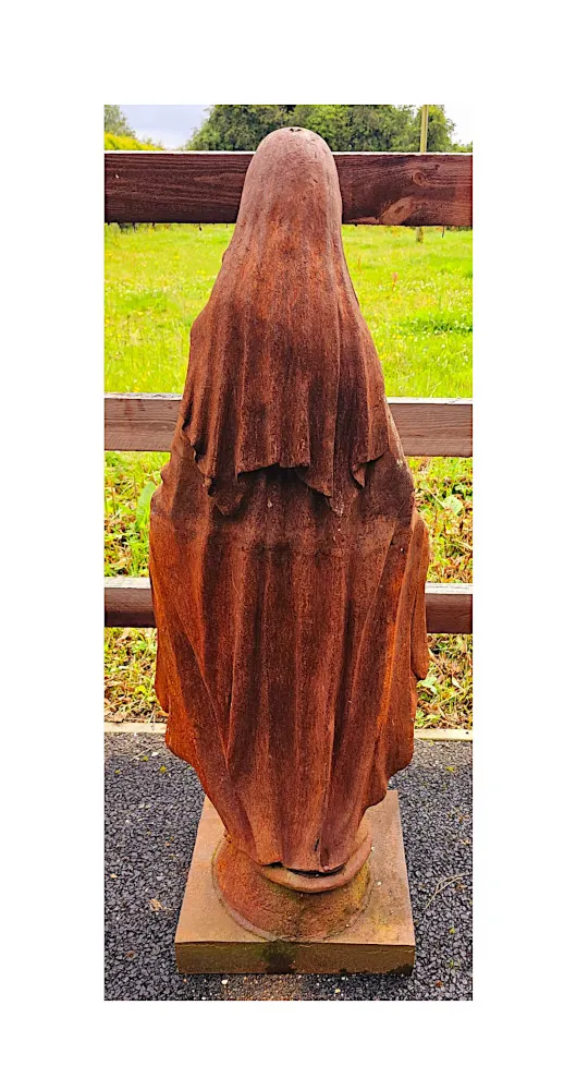 A Very Fine Cast Iron Figurative Garden Sculpture of The Madonna