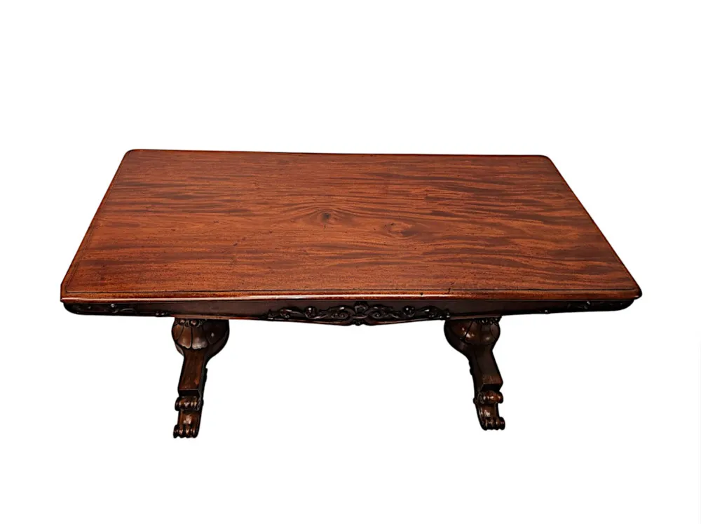 A Fantastic Early 19th Century William IV Irish Library Table Attributed To Dublin Maker 'Williams and Gibton'