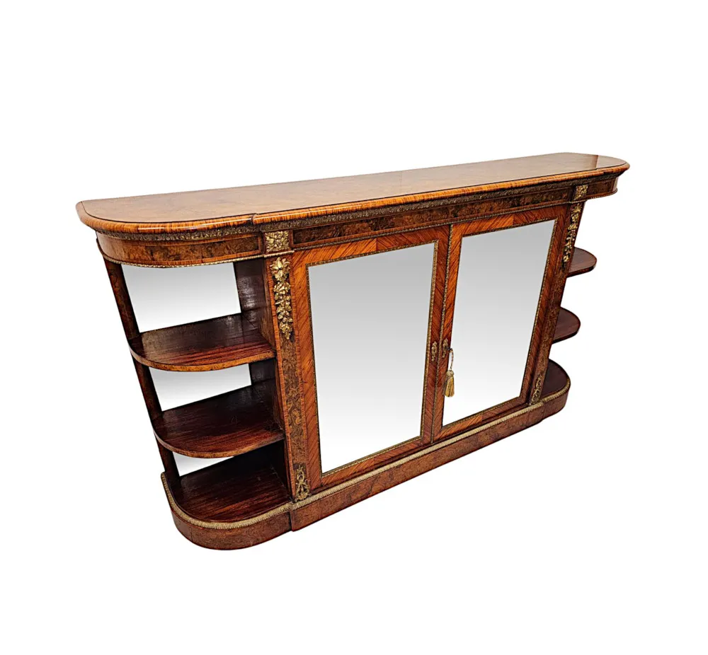 A Very Rare 19th Century Large Inlaid Burr Walnut Credenza Stamped 'Gillows' 