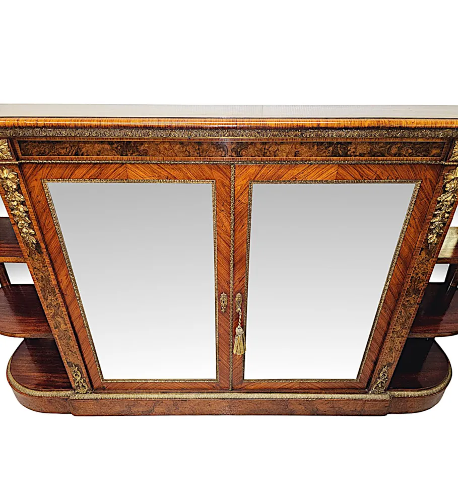 A Very Rare 19th Century Large Inlaid Burr Walnut Credenza Stamped 'Gillows' 