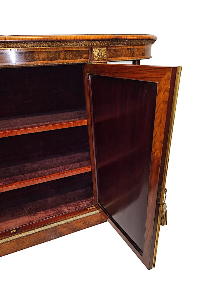 A Very Rare 19th Century Large Inlaid Burr Walnut Credenza Stamped 'Gillows' 
