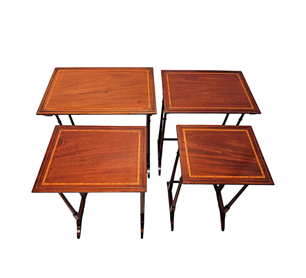 A Fabulous Nest of Four Edwardian Inlaid Tables