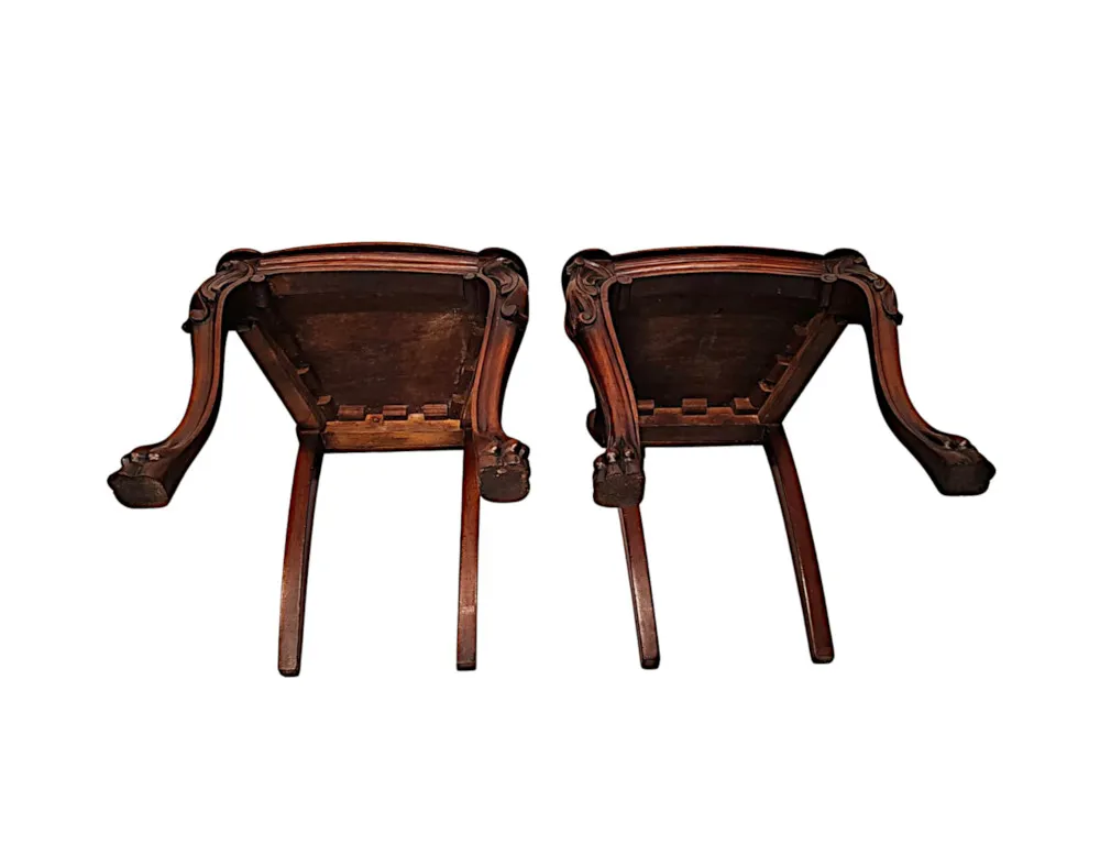 A Very Fine Pair of 19th Century Hall Chairs With Paw Foot 