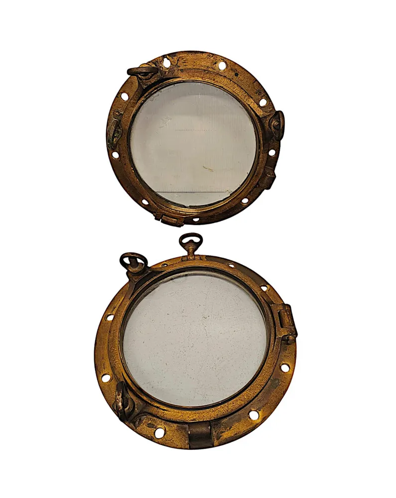 A Very Rare Pair of 19th Century Brass Port Holes