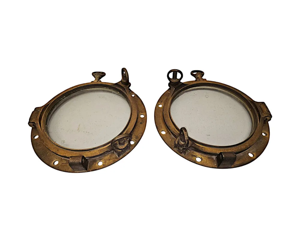 A Very Rare Pair of 19th Century Brass Port Holes