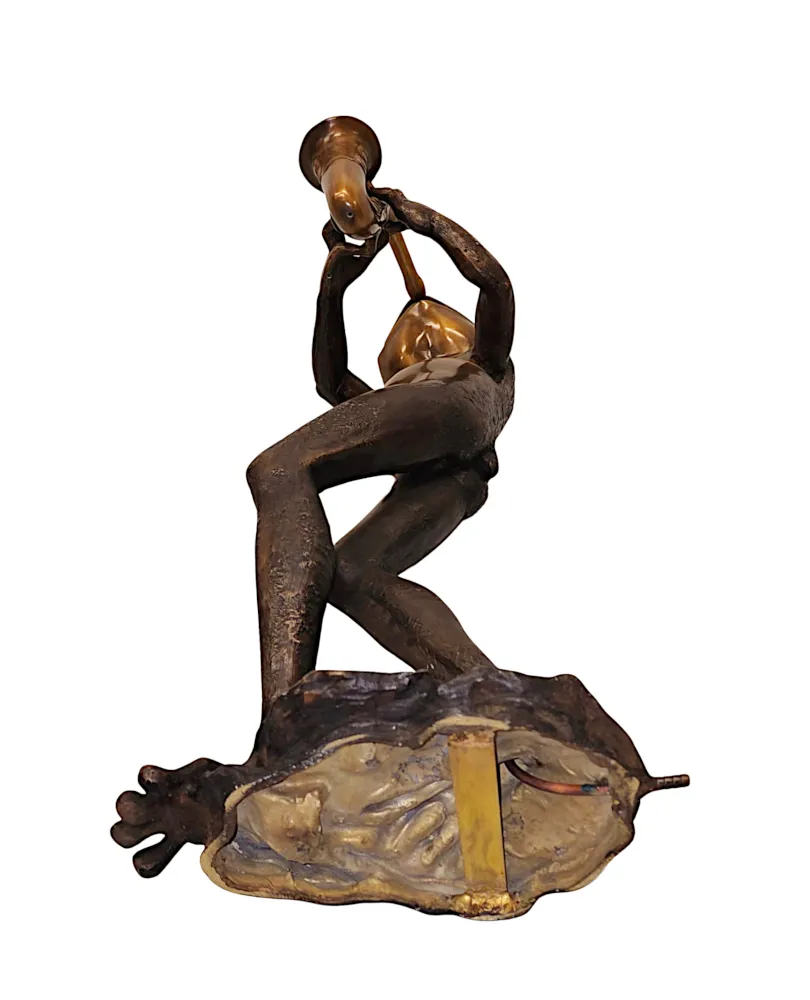 A Very Fine Bronze Animalier Garden Sculpture or Fountain of a Frog Playing a Saxaphone